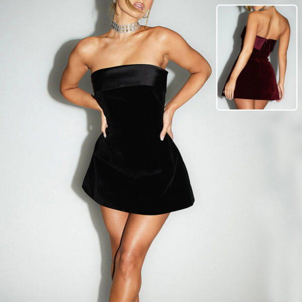 Robe moulante sans bretelles, tendance, avec fermeture éclair, coupe trapèze, robes courtes de soirée pour femmes