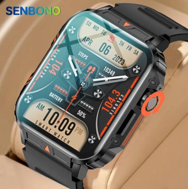 Montre connectée L81 Outdoor Sports Square : prise d'appels, grande autonomie, tracker d'activité, étanche, pour homme, compatible iOS et Android