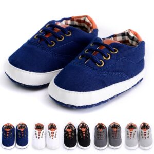 Chaussures en toile unies pour bébé, style décontracté, avec dentelle et semelle souple – Chaussures pour bébés et tout-petits