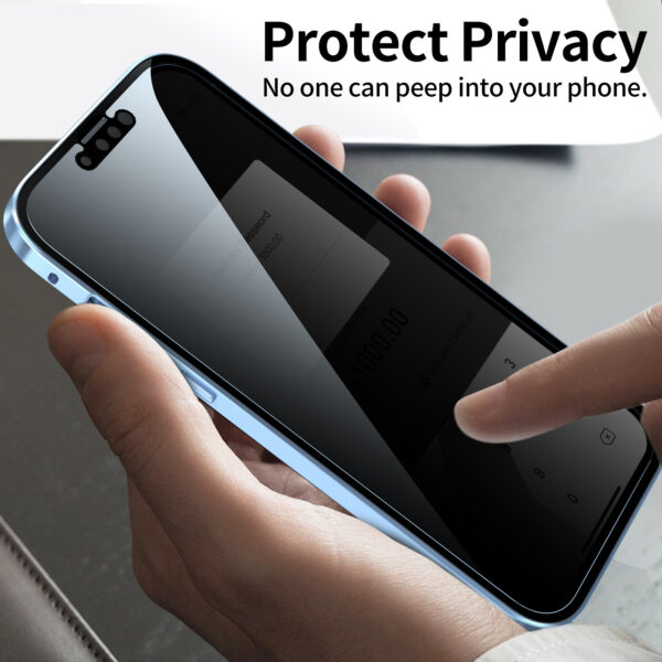 Coque de téléphone Magneto garantissant la confidentialité, avec cadre métallique double face