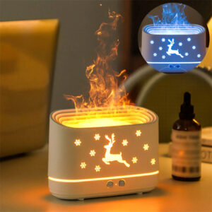 Diffuseur et humidificateur « Elk Flame » – Lampe d'ambiance silencieuse – Décorations de Noël pour la maison