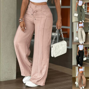 Pantalon à lacets, coupe ample, cordon de serrage, jambes larges et multiples poches