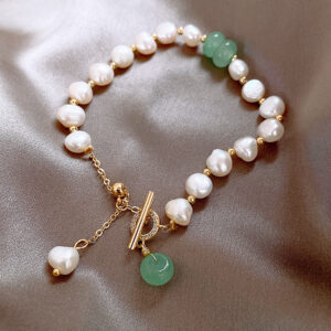 Bracelet ajustable pour femme en perles d'eau douce irrégulières