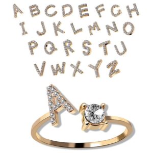 Nouvelle bague ajustable avec initiale « 26 » : bijou fantaisie pour femme, simple et élégant