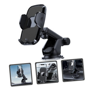 Support multifonctionnel pour téléphone de voiture à ventouse par gravité pour pare-brise, compatible avec les téléphones iOS et Android