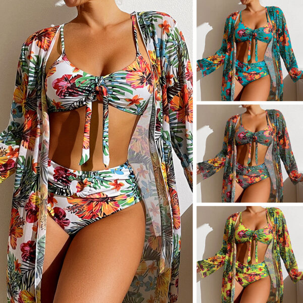 Maillot de bain, chemisier à manches longues, ensemble trois pièces
