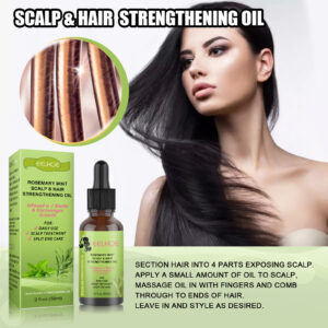 Massage du cuir chevelu au fluide favorisant la pousse des cheveux au romarin et à la menthe
