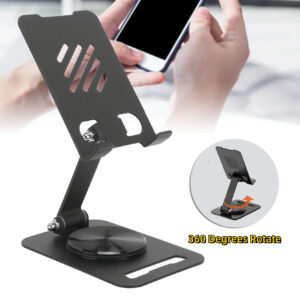 Support de bureau métallique pour téléphone portable, pivotant à 360 degrés, pour téléphone ou tablette, support de bureau réglable pour tablette, support de table pour téléphone portable