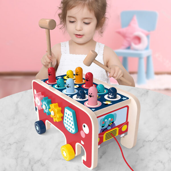 Ensemble éducatif pour la petite enfance Montessori : banc à marteler en bois pour tout-petits, jouets « Animal Bus », jouets musicaux, cadeaux pour enfants