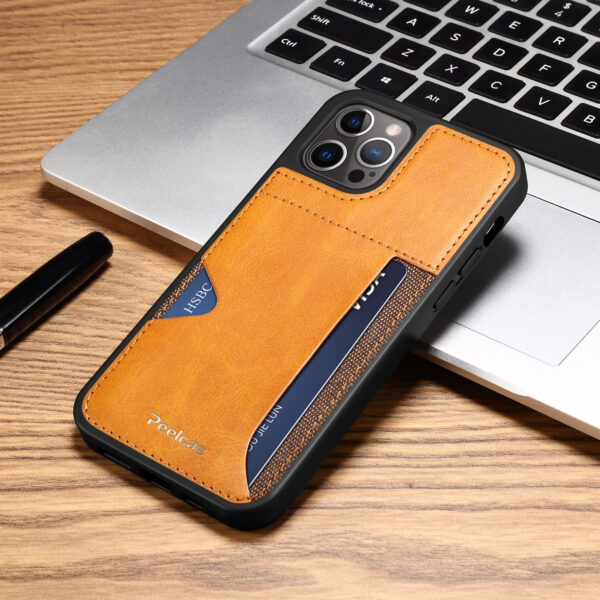 Étui de téléphone en cuir noir pour cartes professionnelles