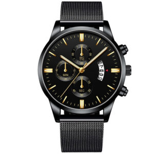 Montres de luxe pour hommes : montre à quartz avec bracelet en mailles