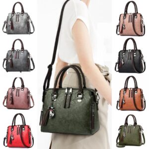 Sac à main vintage pour femme en cuir PU, avec pompon et poignée sur le dessus – Sac fourre-tout tendance pour femme, sac à bandoulière de luxe à grande capacité