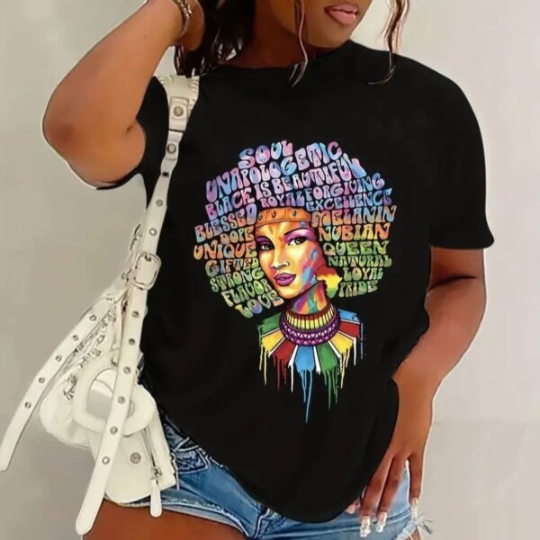 T-shirt imprimé à manches courtes pour fille, noir