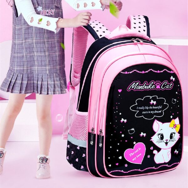 Sac à dos scolaire pour enfants avec imprimé chat mignon