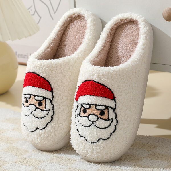 Chaussons de Noël : adorables chaussons en coton à l'effigie du Père Noël, pour femmes et hommes, en couple – Chaussures chaudes et douillettes pour l'hiver
