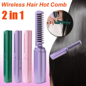 Lisseur-boucleur sans fil professionnel, peigne à chauffage rapide, brosse lissante et bouclante à ions négatifs, accessoires de coiffure