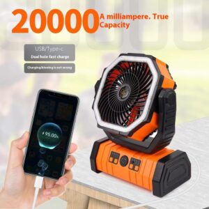 Chargeur portable d'extérieur pour la maison avec lampe LED et ventilateur de camping