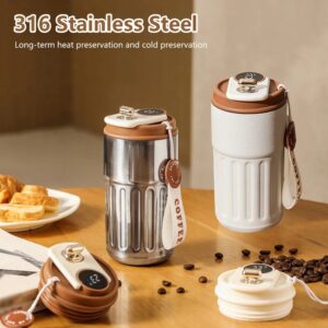 Gourde isotherme intelligente et numérique, mug à café portable, gourde en acier inoxydable, tasse isotherme pour voiture, garde au frais, bouteille sous vide, 450 ml