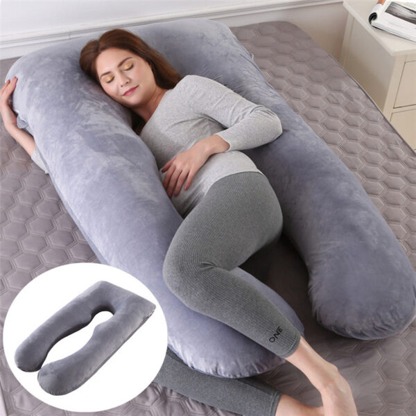 Oreiller de soutien pour dormir en été destiné aux femmes enceintes – Oreiller de maternité en forme de U – Soie glacée pour la grossesse