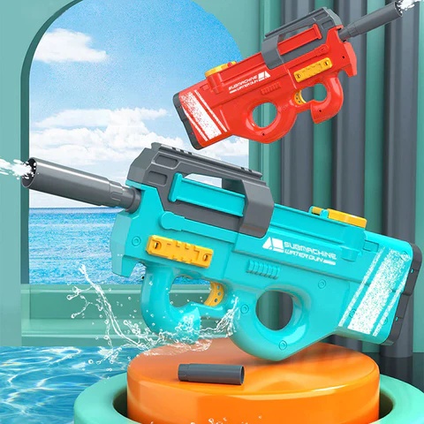Nouveau pistolet à eau électrique P90 – Jouets high-tech pour enfants – À utiliser en extérieur, à la plage ou à la piscine – Pistolet à eau de grande capacité pour l'été, avec jet de gel – Convient également aux adultes