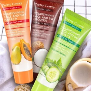 Gel-crème exfoliant pour le visage et le corps au concombre, à la noix de coco et à la papaye