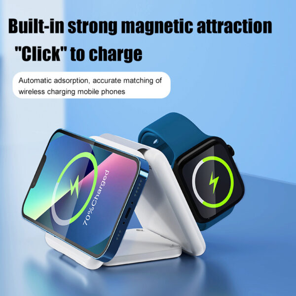 Chargeur sans fil magnétique 3-en-1 avec ventouse pliable