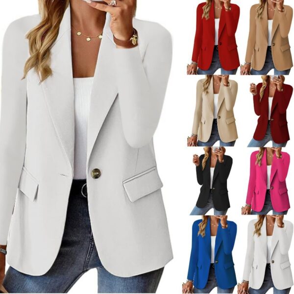 Veste à boutons de revers Ins - Veste de ville tendance pour les trajets quotidiens - Veste de costume décontractée pour femme - Hauts à manches longues - Vêtements d'extérieur
