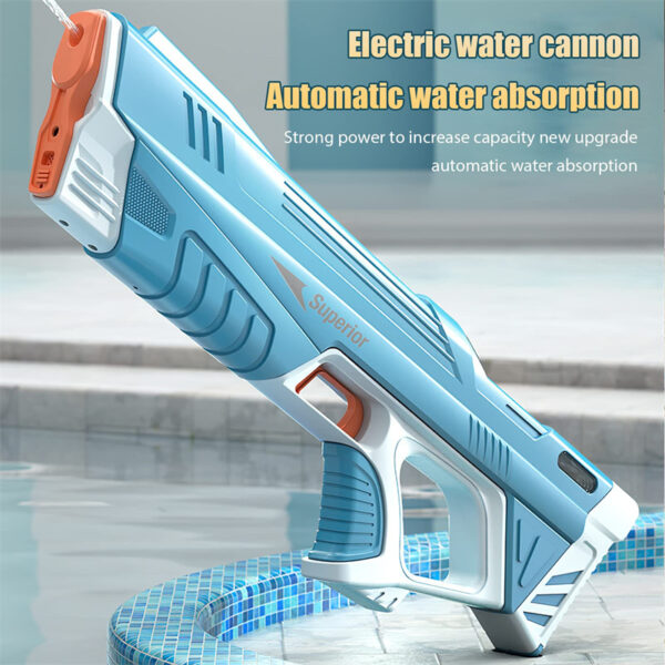 Pistolet à eau électrique entièrement automatique pour l'été – Jouet de haute technologie à induction, absorbant l'eau, à jet puissant – Jouets pour batailles d'eau en plein air et à la plage