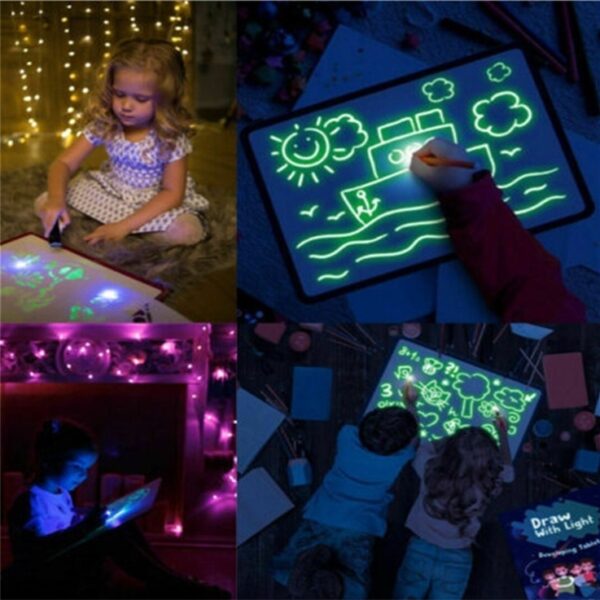 Bloc de dessin éducatif « 3D Magic 8 » avec effets lumineux – Planche de puzzle – Carnet de croquis