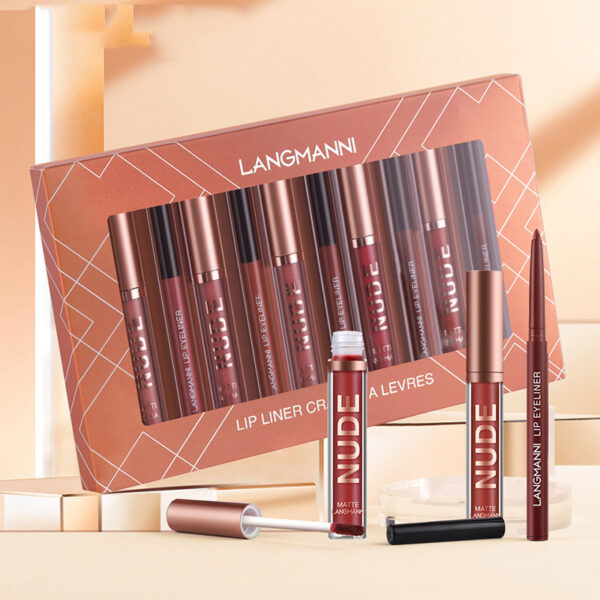 Coffret de maquillage pour les lèvres (12 pièces) : 6 rouges à lèvres mats et 6 crayons à lèvres. Rouges à lèvres mats waterproof et longue tenue. Produits de beauté et maquillage. Cadeau idéal pour les filles. Coffret de rouges à lèvres.