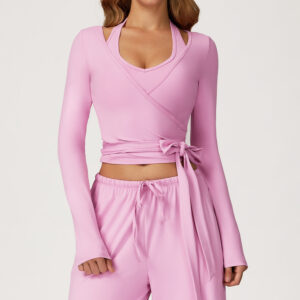 Tenue de yoga à manches longues, une pièce, à bretelles, en tissu brossé – Vêtements de sport et d'entraînement