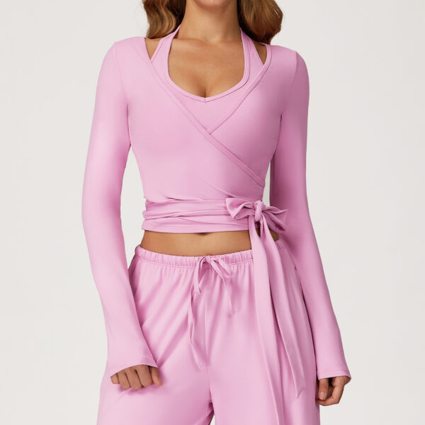 Tenue de yoga à manches longues, une pièce, à bretelles, en tissu brossé – Vêtements de sport et d'entraînement