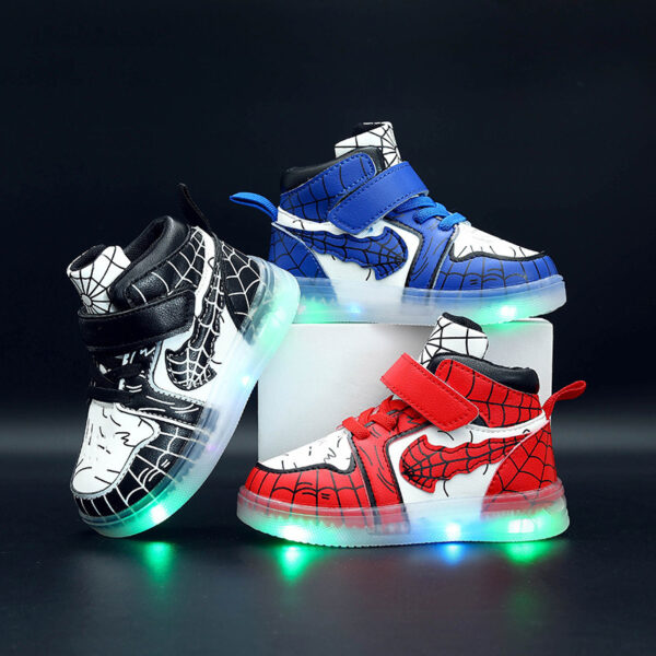 Baskets en cuir pour garçons, nouveau modèle, avec éclairage LED