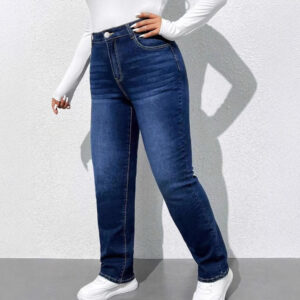 Pantalon droit en denim extensible pour femme