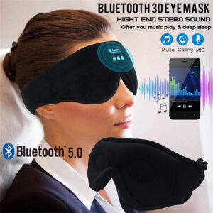 Masque de sommeil stéréo sans fil Bluetooth – Masque de sommeil occultant avec haut-parleurs intégrés, idéal pour les personnes dormant sur le côté, les voyages et la détente
