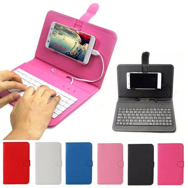 Étui en cuir ultra-fin pour téléphone portable avec clavier Bluetooth
