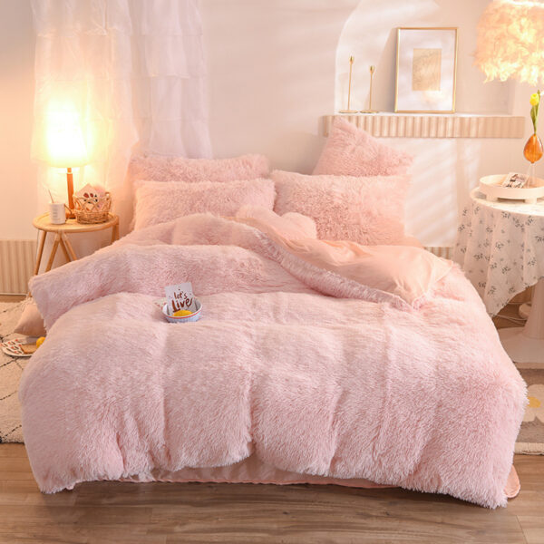 Ensemble de literie de luxe en polaire épaisse : housse de couette (taille Queen/King), couette d'hiver chaude, taie d'oreiller, literie moelleuse et pelucheuse. Ensemble de literie pour rester au chaud en hiver.