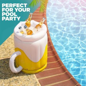 Grande chope à bière gonflable, flotteur de piscine réfrigérant pour boissons, pour adultes et fêtes : 2 en 1 (flotteur et accessoires de fête). Super jouet pour la plage, la piscine et le jacuzzi.