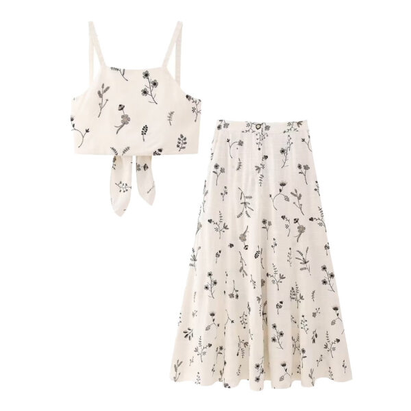 Ensemble robe d'été en lin mélangé brodé