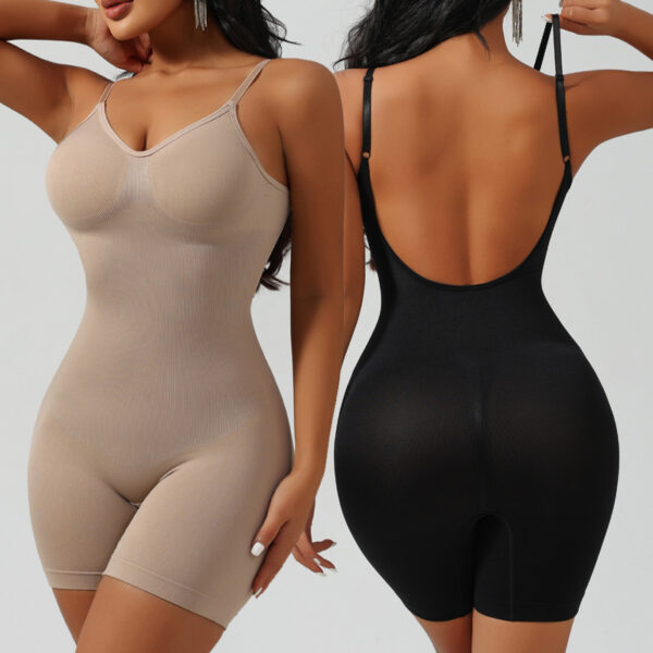 Vêtements amincissants de style européen et américain – Tunique de base sexy dos nu pour femme – Sous-vêtements amincissants – Grandes tailles – Amincissants – Taille cintrée