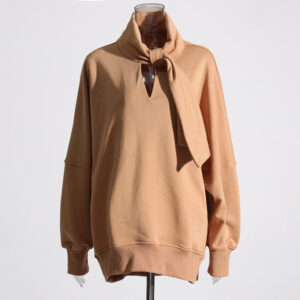 Sweat-shirt ample à col écharpe pour femme, manches longues, coupe ample et motif irrégulier, collection printemps