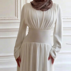 Robe longue tendance à manches longues, avec coutures apparentes