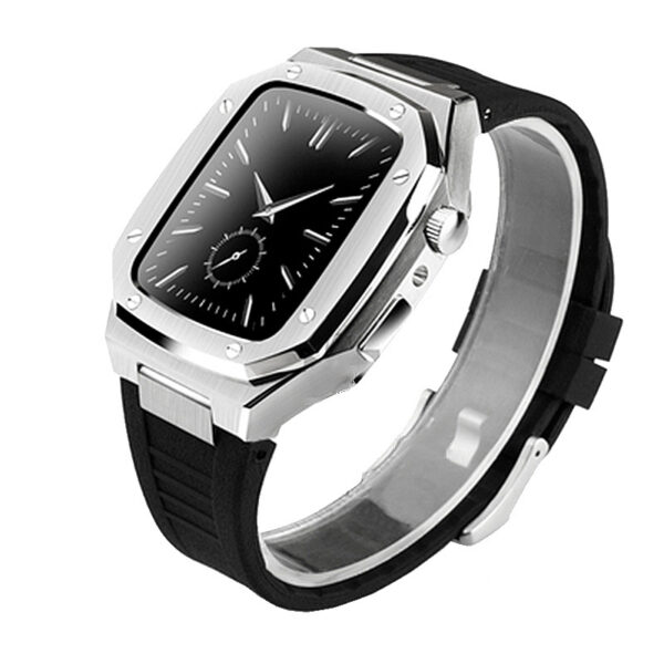 Boîtier de montre en métal, bracelet en caoutchouc, accessoires pour montres connectées