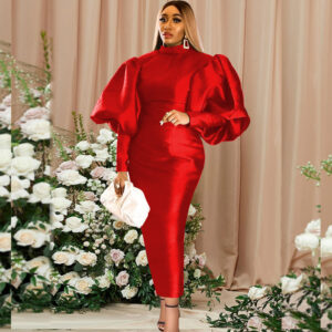 Robe de Noël à manches bouffantes - Robe de soirée de gala