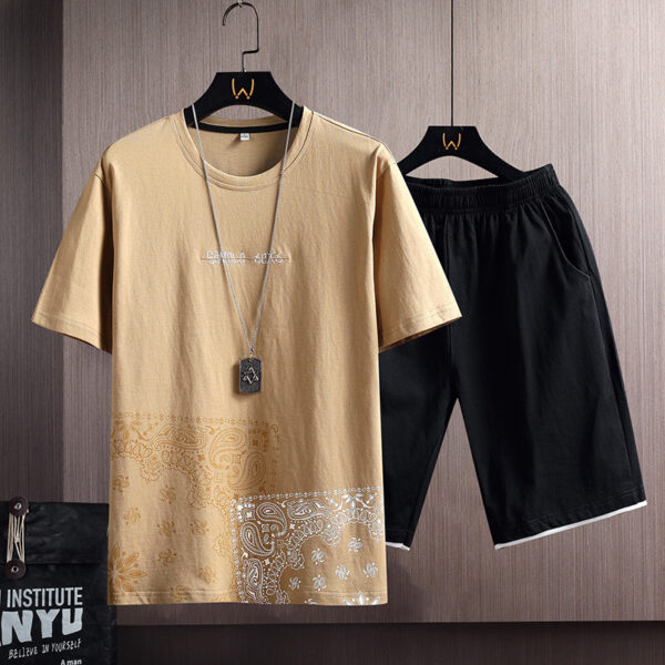 Tenue de sport pour homme : t-shirt d'été en coton à manches courtes et short pour homme