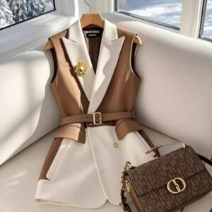 Gilet de costume patchwork tendance pour femme