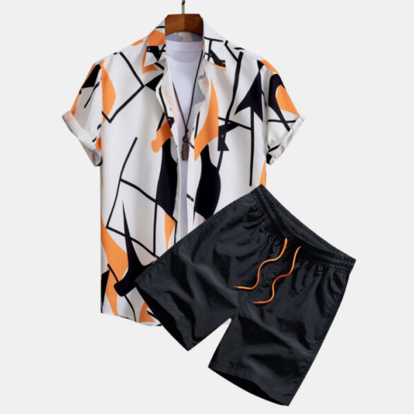 Costume décontracté pour homme – Chemise à manches courtes avec imprimé numérique 3D – Costume hawaïen
