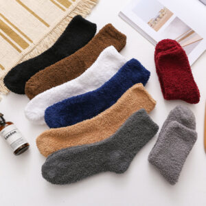 Chaussettes d'hiver en polaire « Cross-Border » pour homme, chaussettes d'intérieur épaisses en polaire pour rester au chaud, chaussettes de nuit taille grande arrivant à mi-mollet
