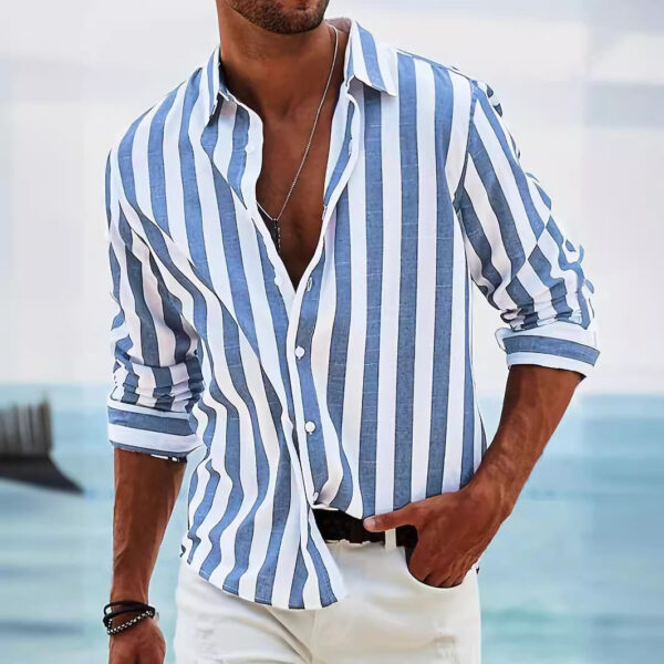 Chemise à rayures, coupe ample et décontractée, manches longues – Vêtements pour homme