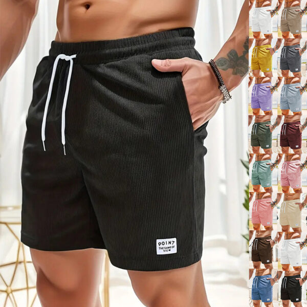 Short à lacets et cordon de serrage - Short de sport d'été en velours côtelé - Vêtements pour hommes